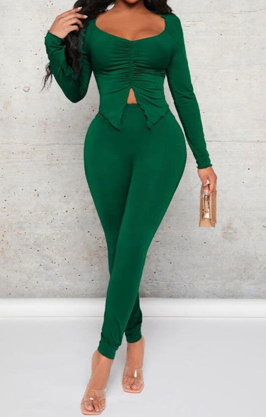 Sweetheart Neck Split Hemp Top & Leggings