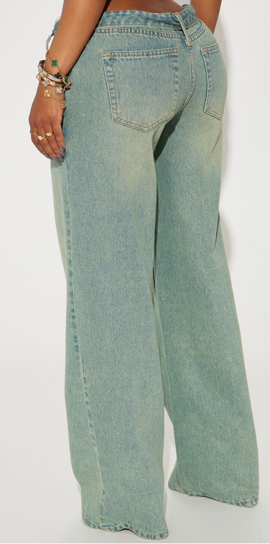 Foldover Wide Leg Jeans