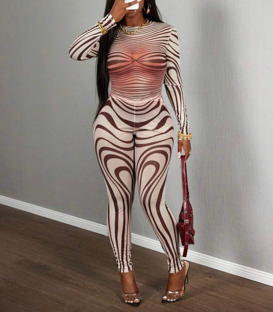 2 Piece Sheer Zebra Print Set