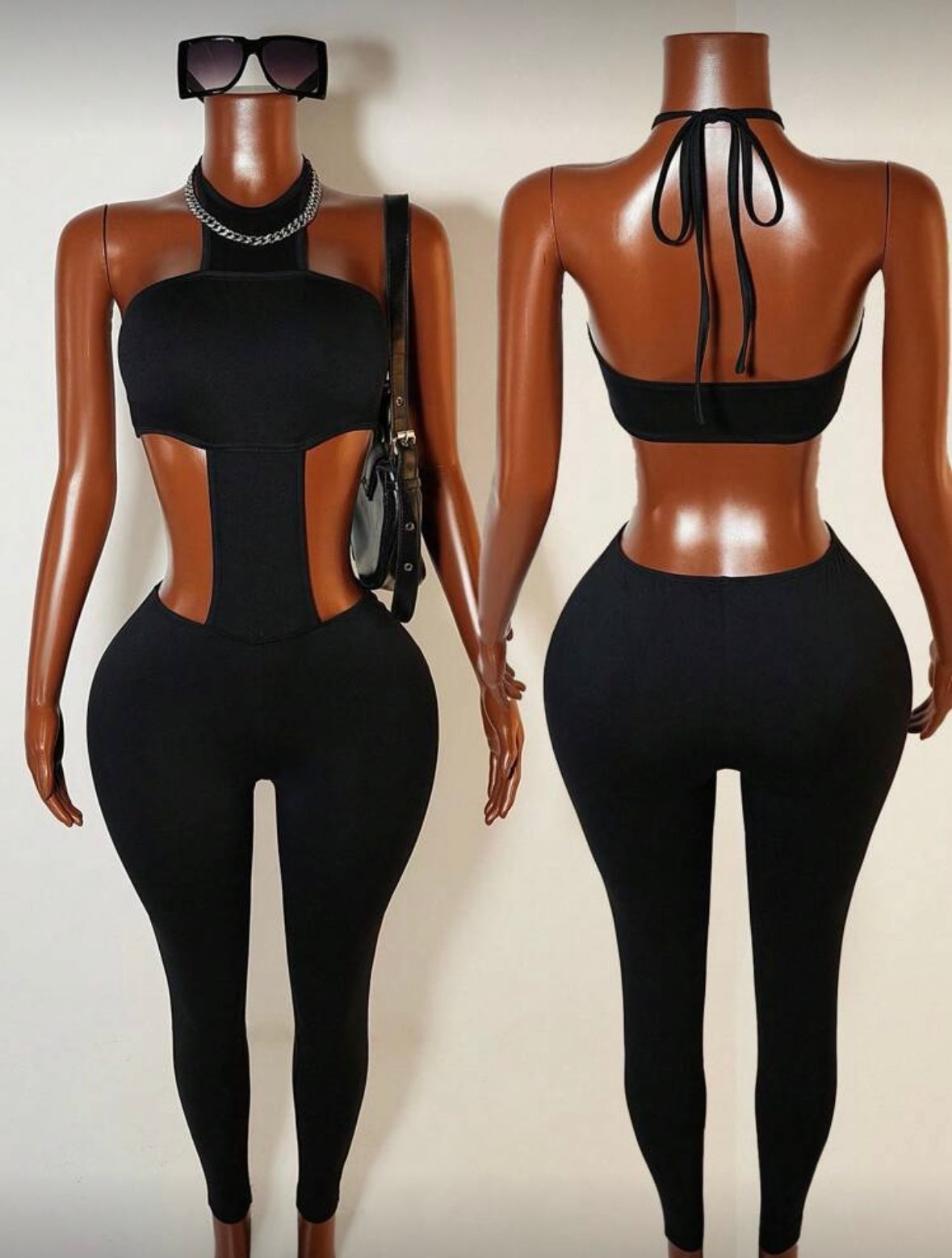 Backless Halter Hollow Out Jumpsuit