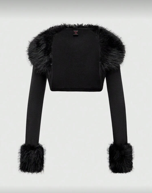 Fur Cropped Cardigan
